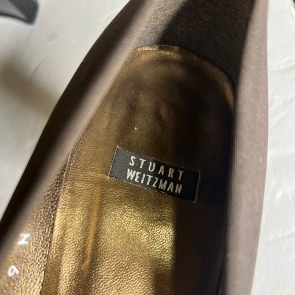 Stuart Weitzman Brown Block Heel Square Toe Pump … - image 6